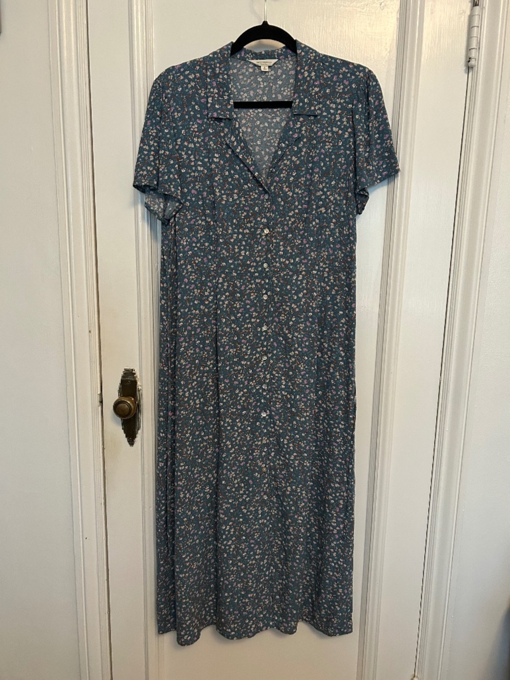 Lucky Blue Floral Button Up Maxi Dress Sz Large